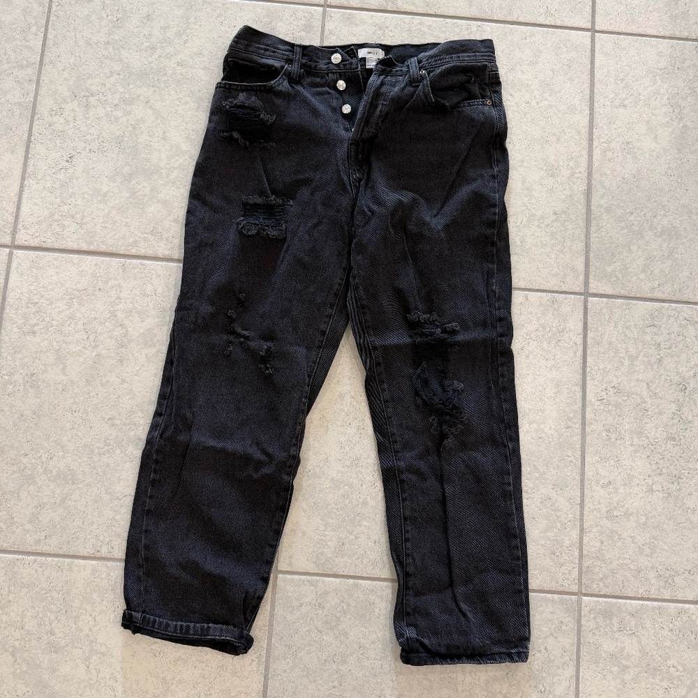 Black Mom Jeans with Holes